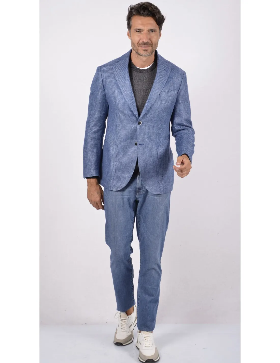 Maglia girocollo ml lana grigio taglie forti