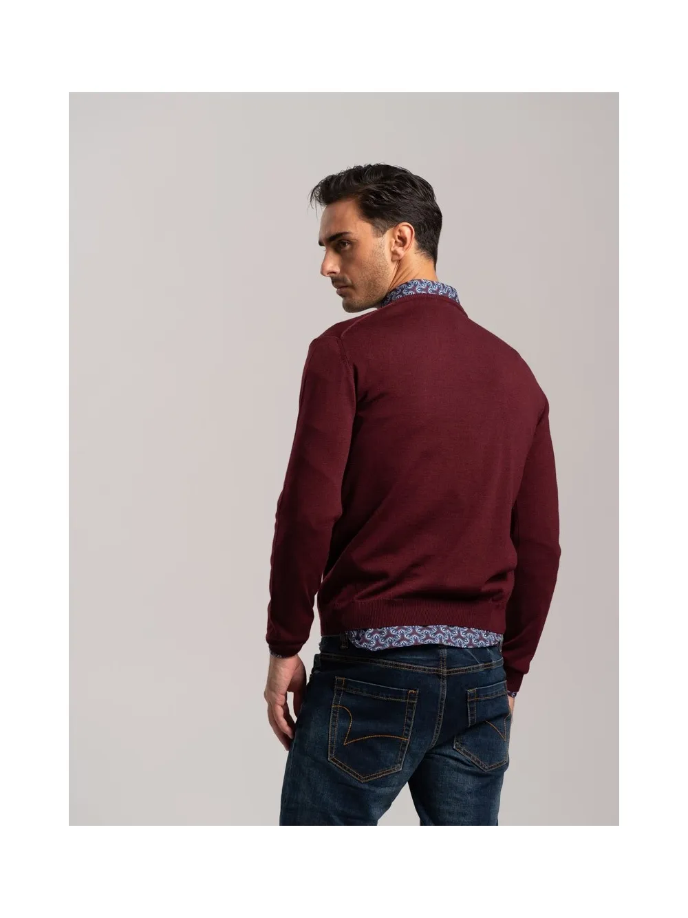 Maglia uomo lana merinos scollo a V