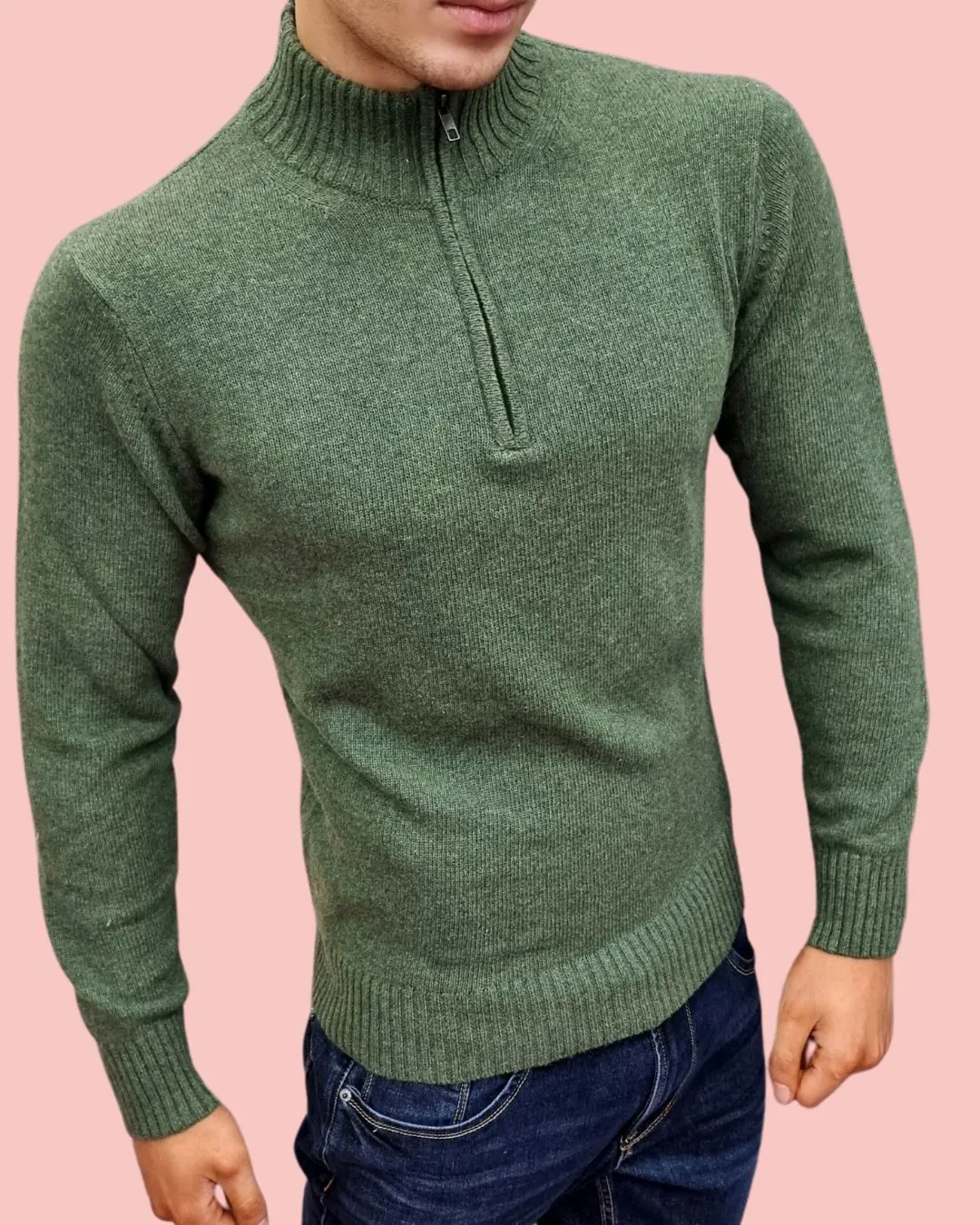 Maglia uomo lupetto zip lana art.6108222