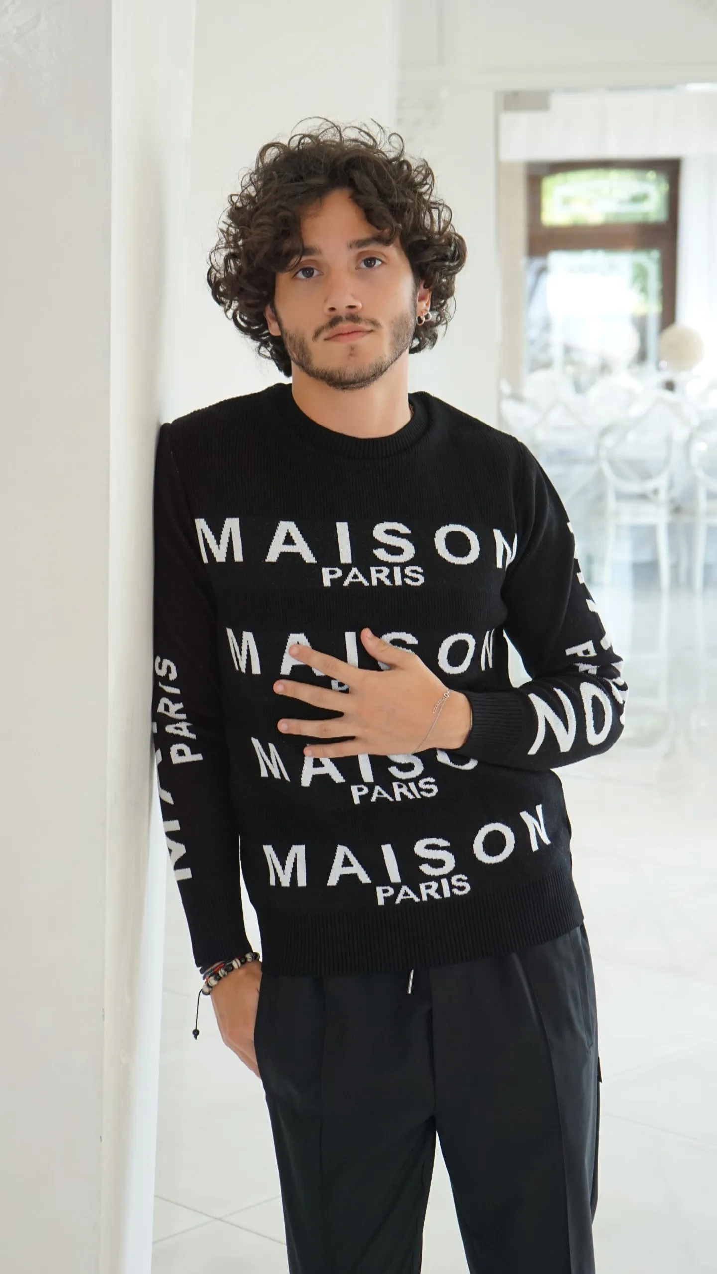 Maison 9 Paris Maglia lana multilogo