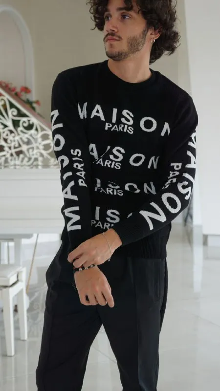 Maison 9 Paris Maglia lana multilogo
