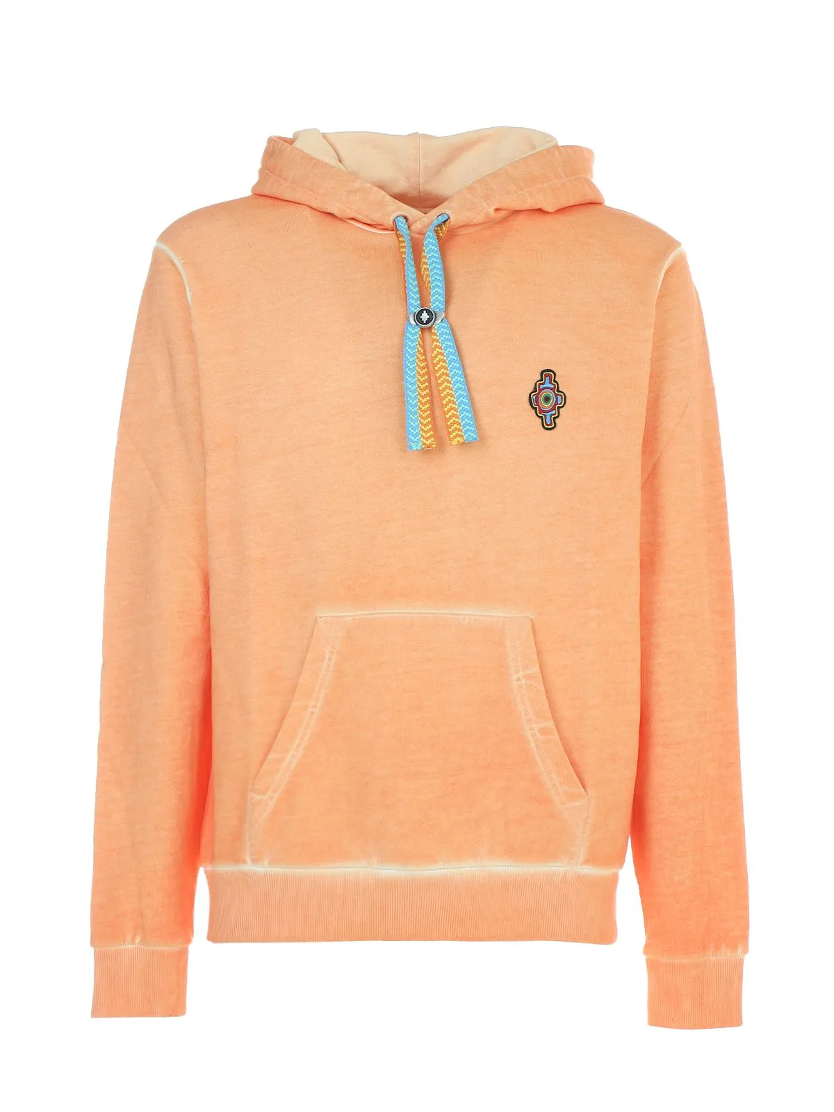 MARCELO BURLON   FELPA ARANCIONE SUNSET CROSS CON CAPPUCCIO IN COTONE