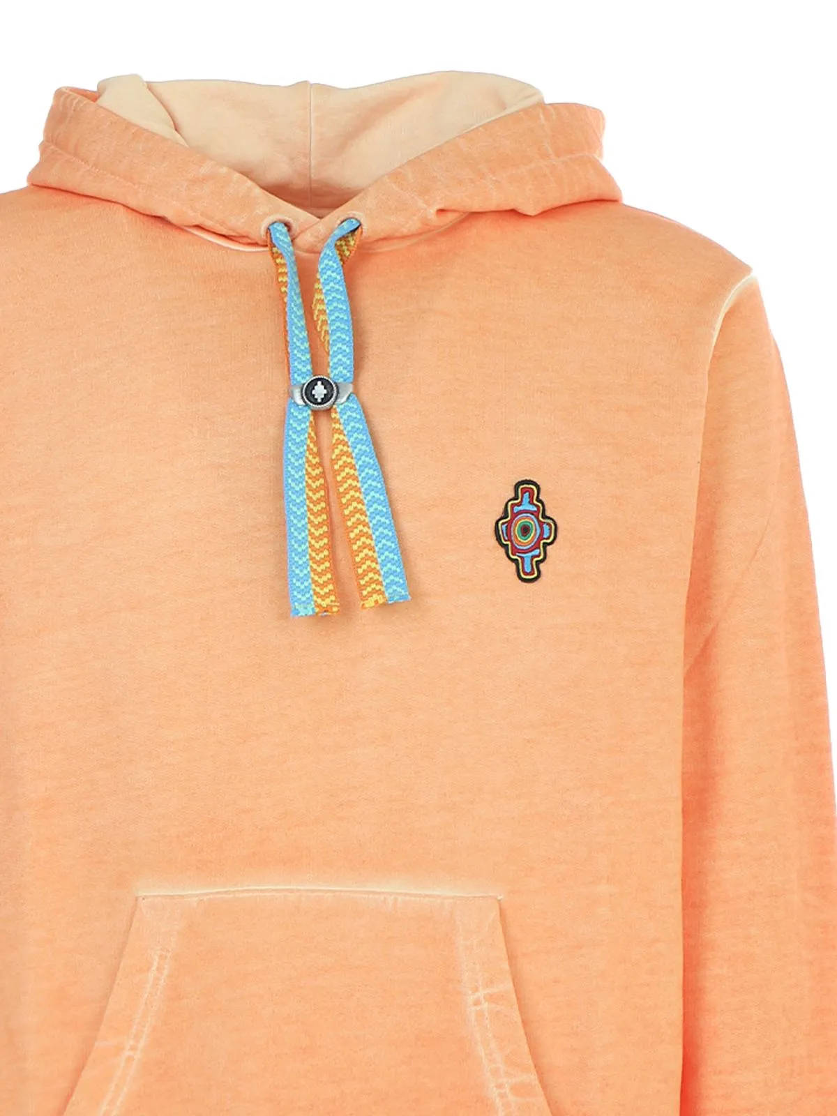 MARCELO BURLON   FELPA ARANCIONE SUNSET CROSS CON CAPPUCCIO IN COTONE
