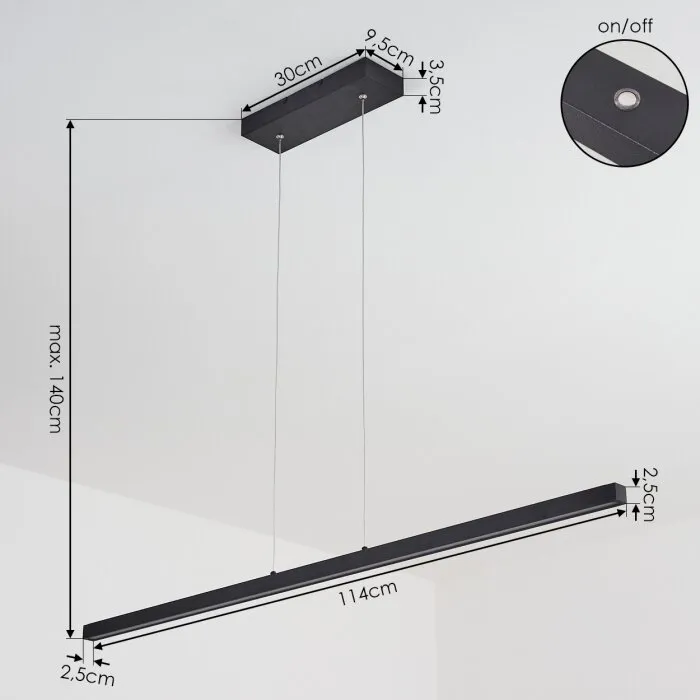 Mattawan Lampada a Sospensione LED Nero, 1-Luce