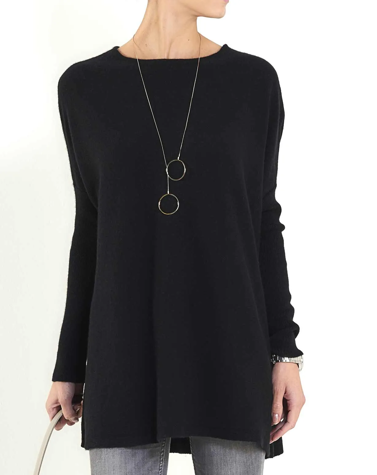Maxi Maglia Cashmere Scollo Barca