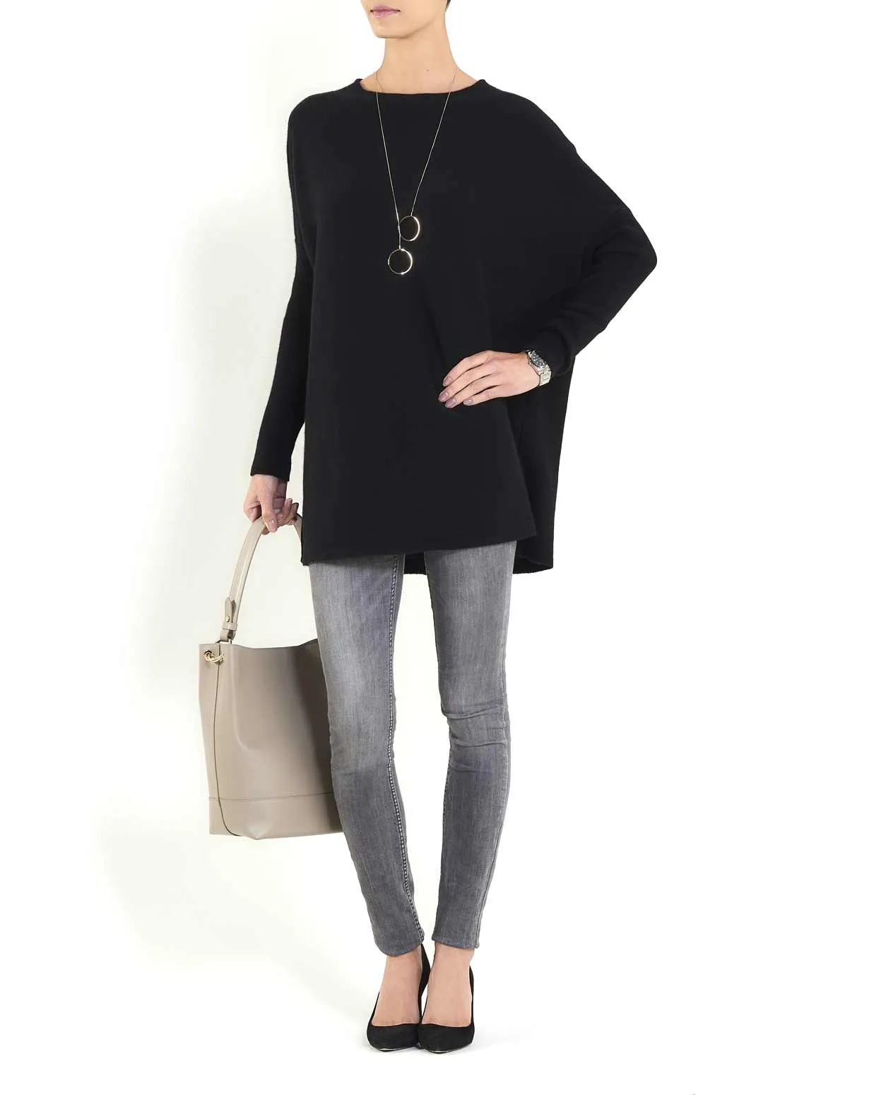 Maxi Maglia Cashmere Scollo Barca