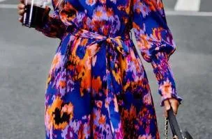 Miniabito elegante stampato, blu