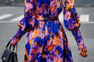 Miniabito elegante stampato, blu