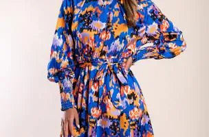 Miniabito elegante stampato, blu
