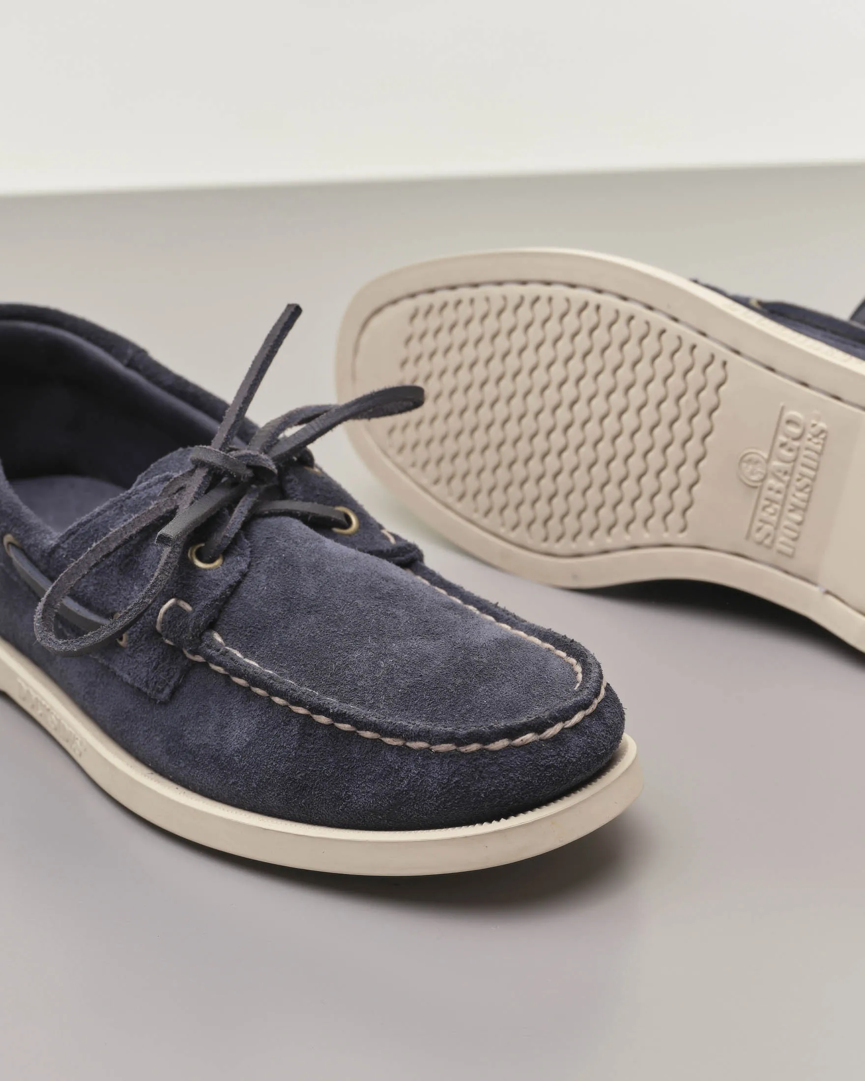 Mocassino da barca Portland in pelle scamosciata blu