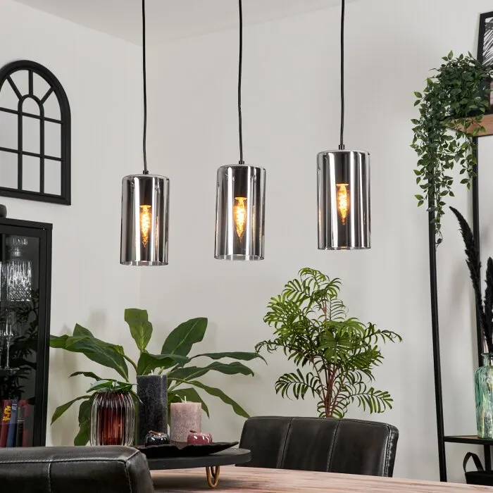 Monstein Lampadario a sospensione Nero, 3-Luci