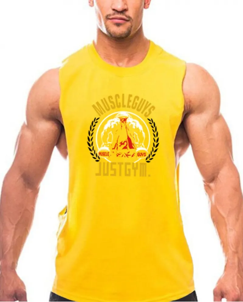 Muscleguys Marca Fitness Goccia Giromanica Canotta Uomo Abbigliamento da palestra Cannotte Bodybuilding Canotta Camicia senza ma