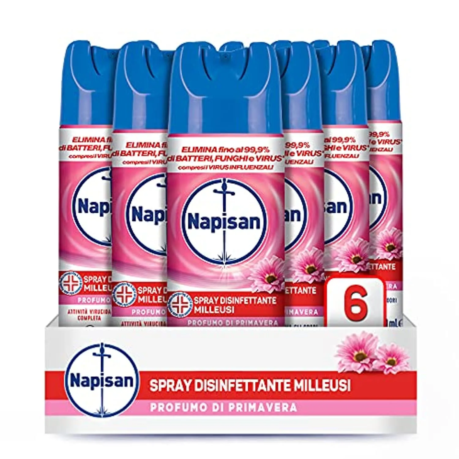 Napisan Spray Disinfettante Ambienti Milleusi, Disinfettante Spray per Tessuti e Superfici, Fragranza Profumo Di Primavera, Cont
