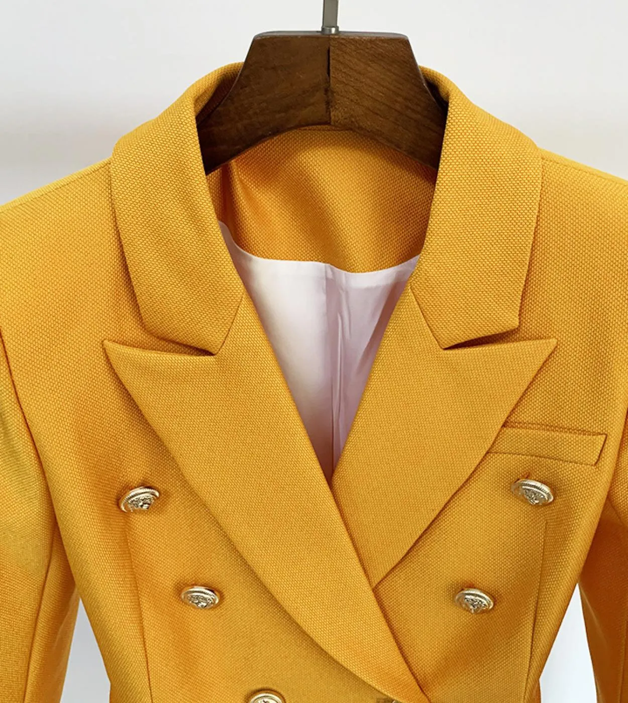 New Gold Blazer Women Giacca femminile di alta qualità Bottoni doppio petto Slim Formal Women Blazer blu Giacche Dropshi