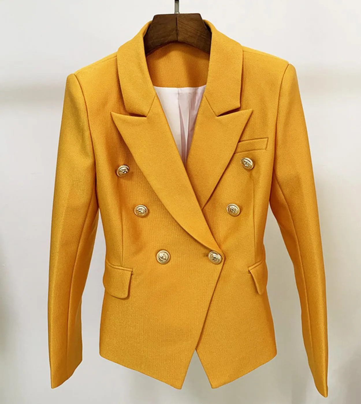 New Gold Blazer Women Giacca femminile di alta qualità Bottoni doppio petto Slim Formal Women Blazer blu Giacche Dropshi