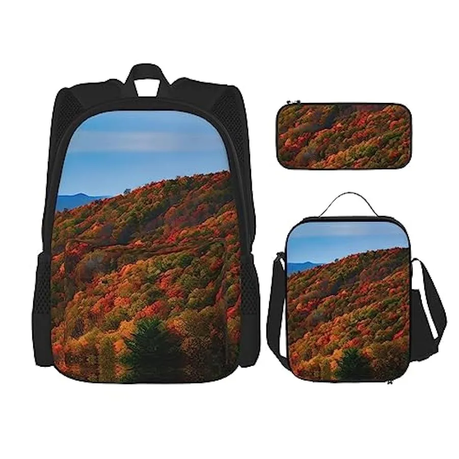 OdDdot Zaino blu con stampa pallavolo, zaino da viaggio, borsa leggera resistente all’acqua, con borsa per il pranzo, astuccio 2