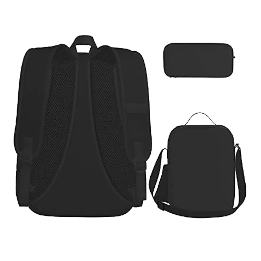 OdDdot Zaino blu con stampa pallavolo, zaino da viaggio, borsa leggera resistente all’acqua, con borsa per il pranzo, astuccio 2