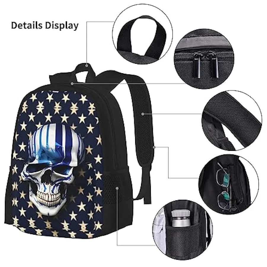 OdDdot Zaino blu con stampa pallavolo, zaino da viaggio, borsa leggera resistente all’acqua, con borsa per il pranzo, astuccio 2