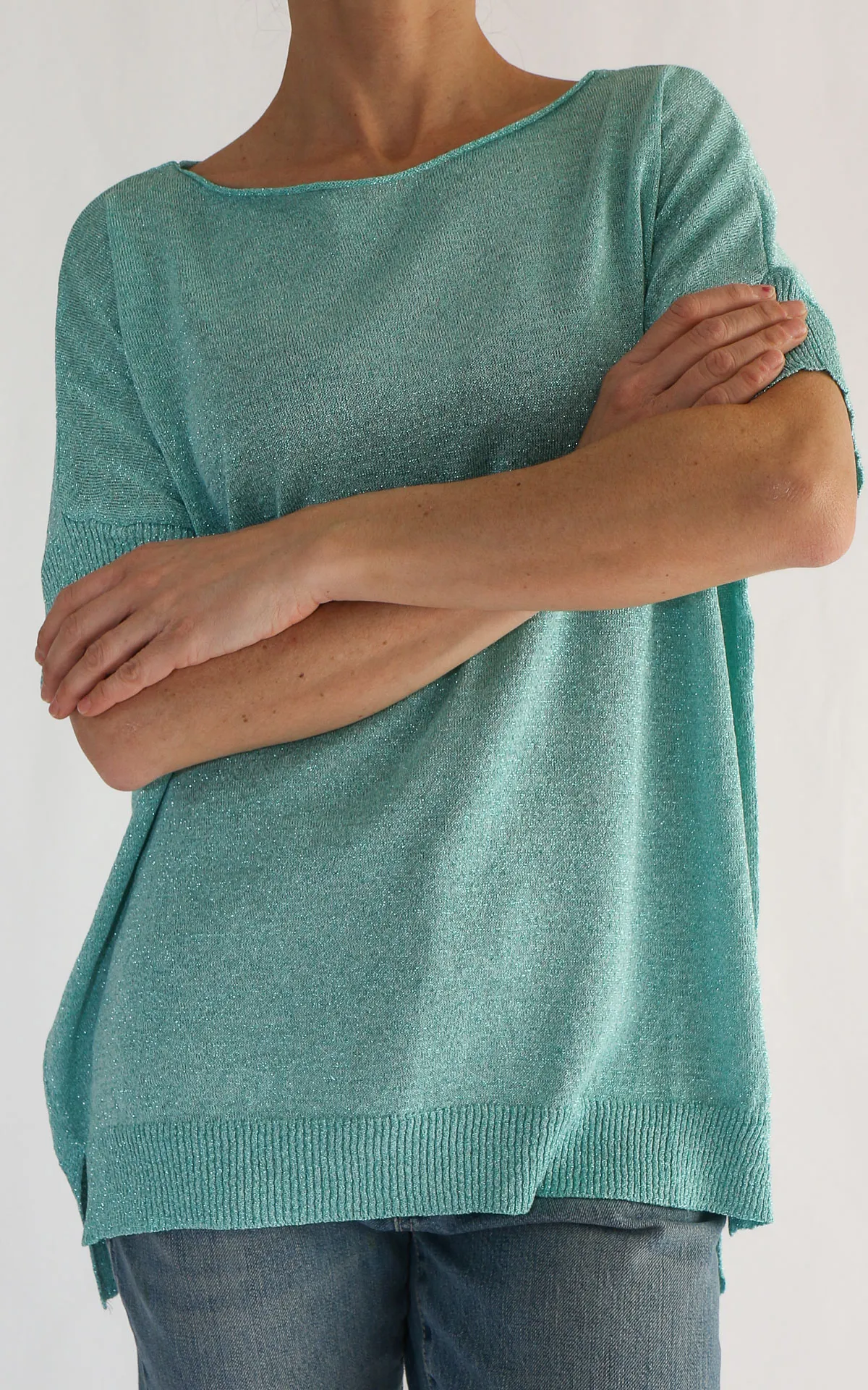 Off-on – Maglia over lurex – Turchese