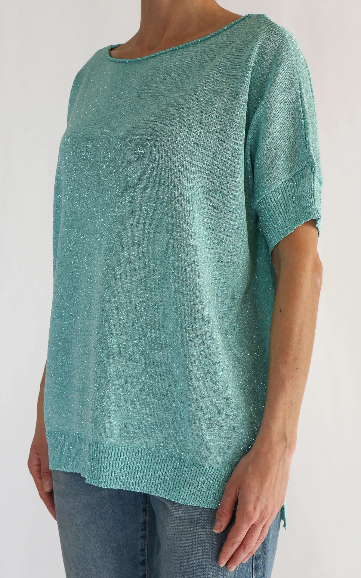 Off-on – Maglia over lurex – Turchese