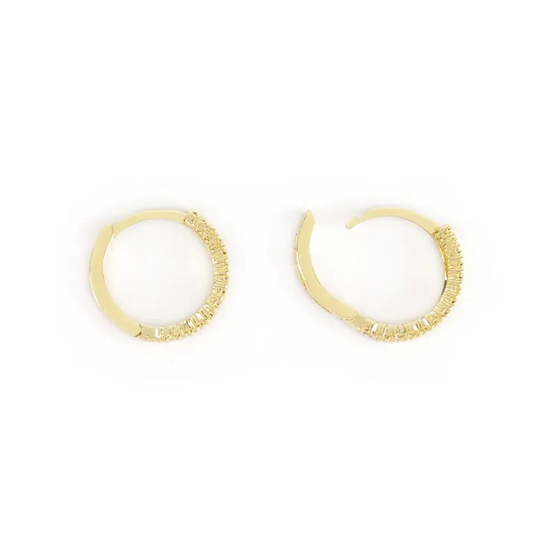 Orecchini scattini in oro giallo con pavé di zirconi