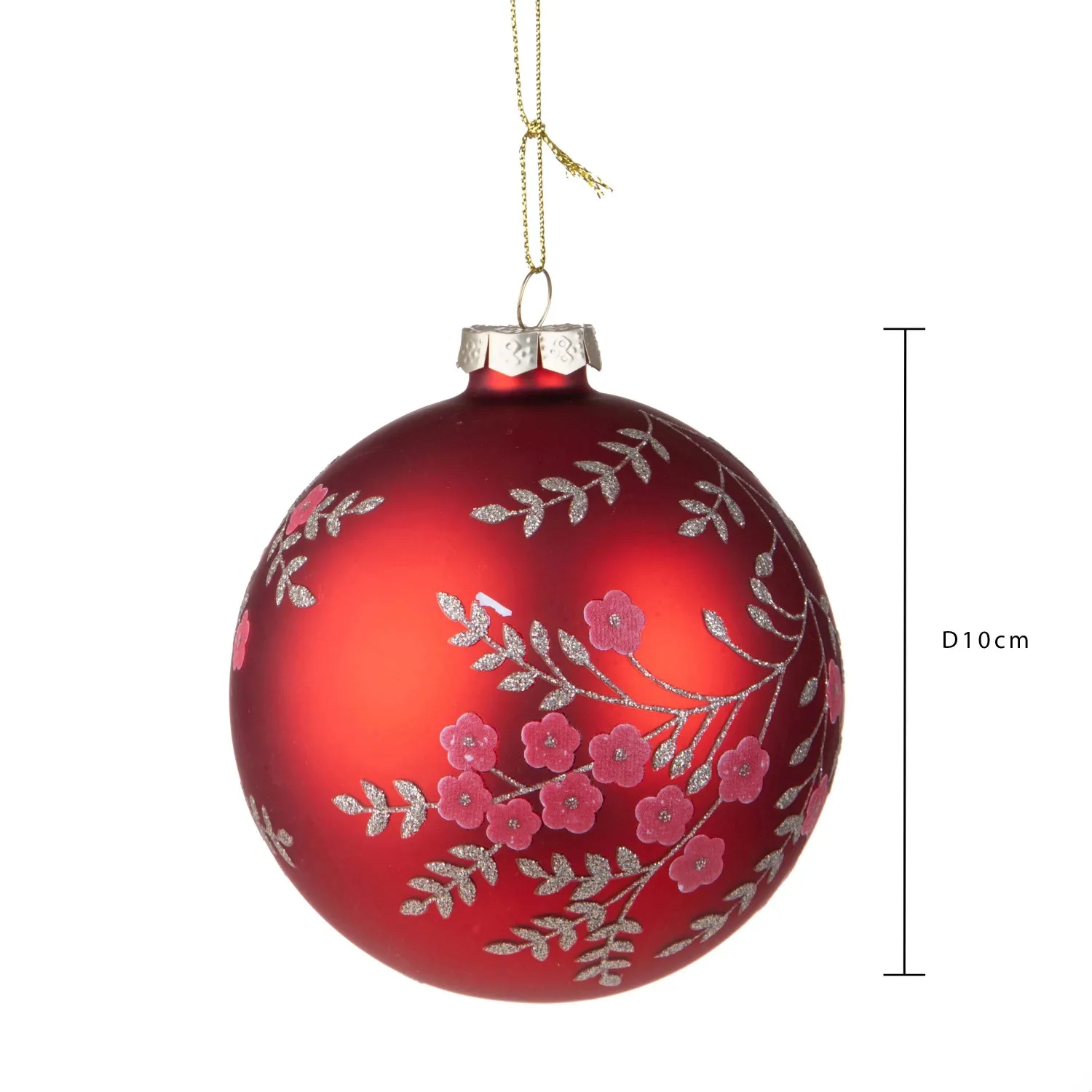 Pallina di Natale in vetro rosso e oro glitter Ø 8 cm