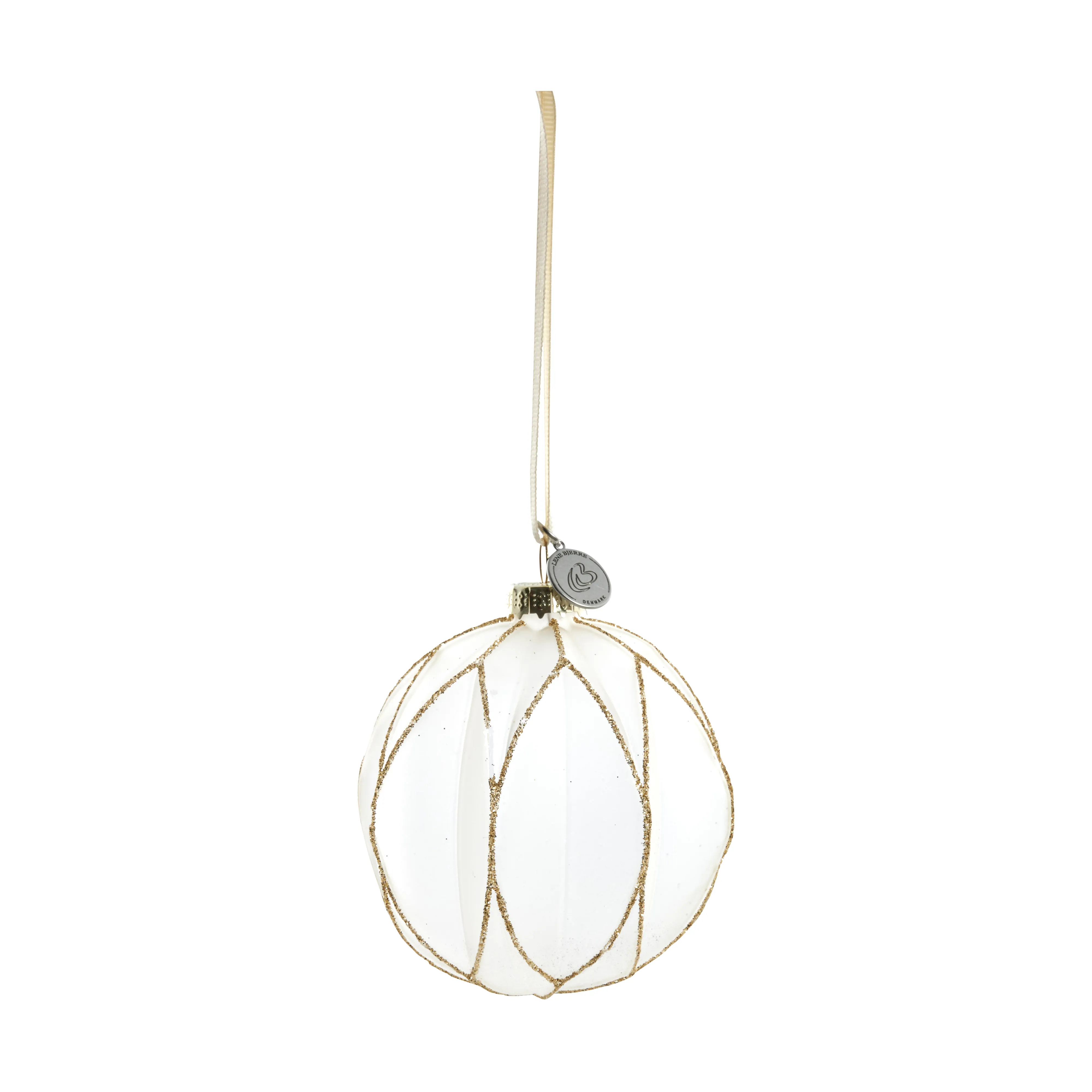 Pallina di Natale Navina Ø 8 cm.iq{font-size:18px}Bianco, oro chiaro
