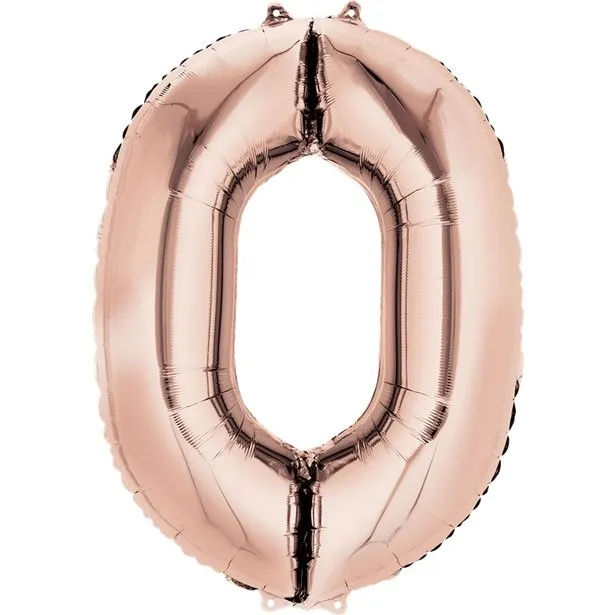 Palloncino numero 0 in oro rosa 41 cm