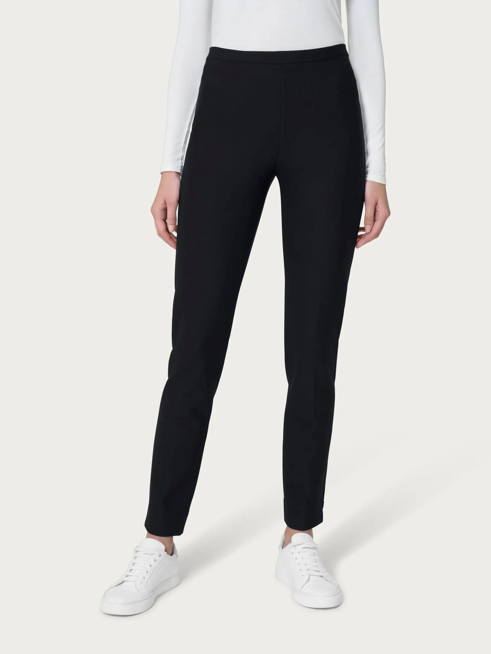 Pantalone a sigaretta modellante in Compact - Nero