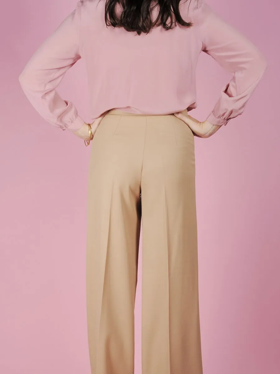 Pantalone beige a palazzo anni 70