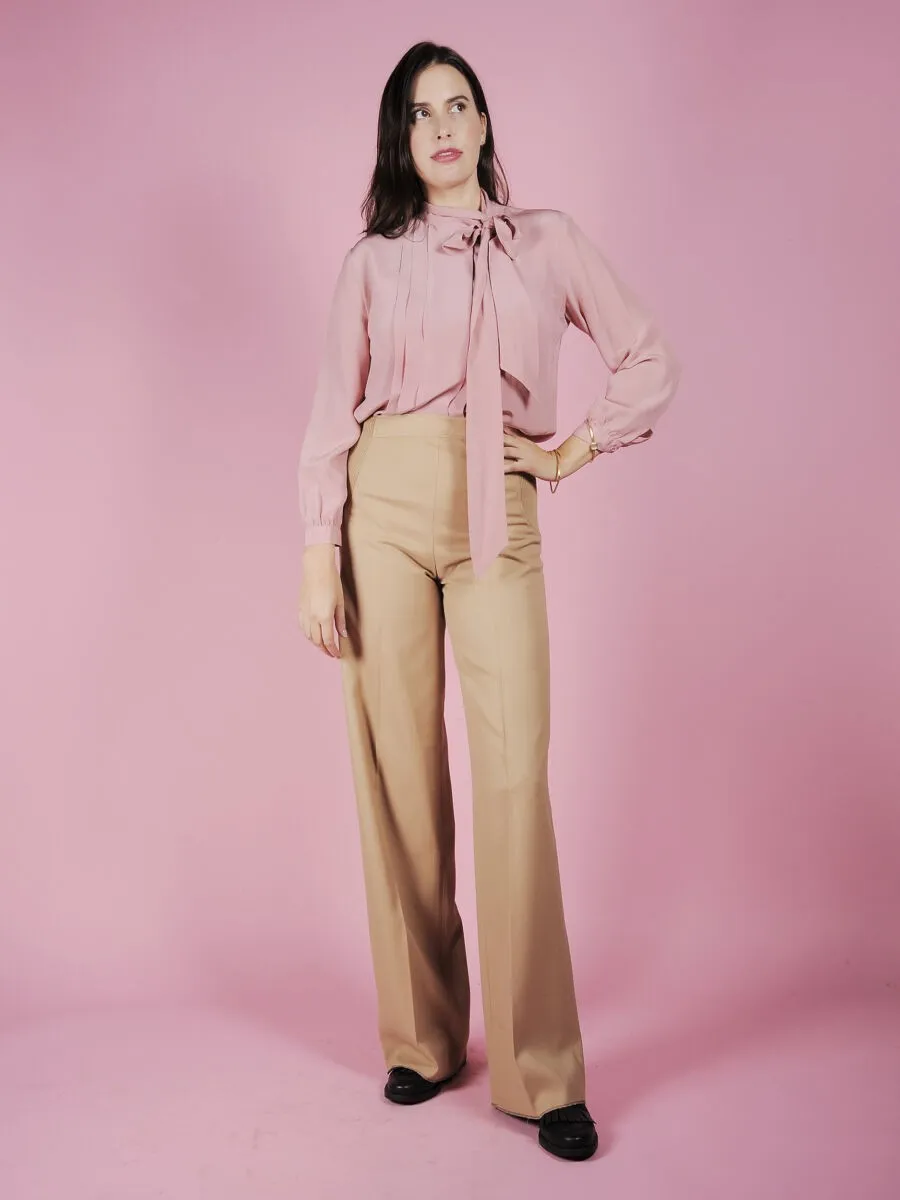 Pantalone beige a palazzo anni 70