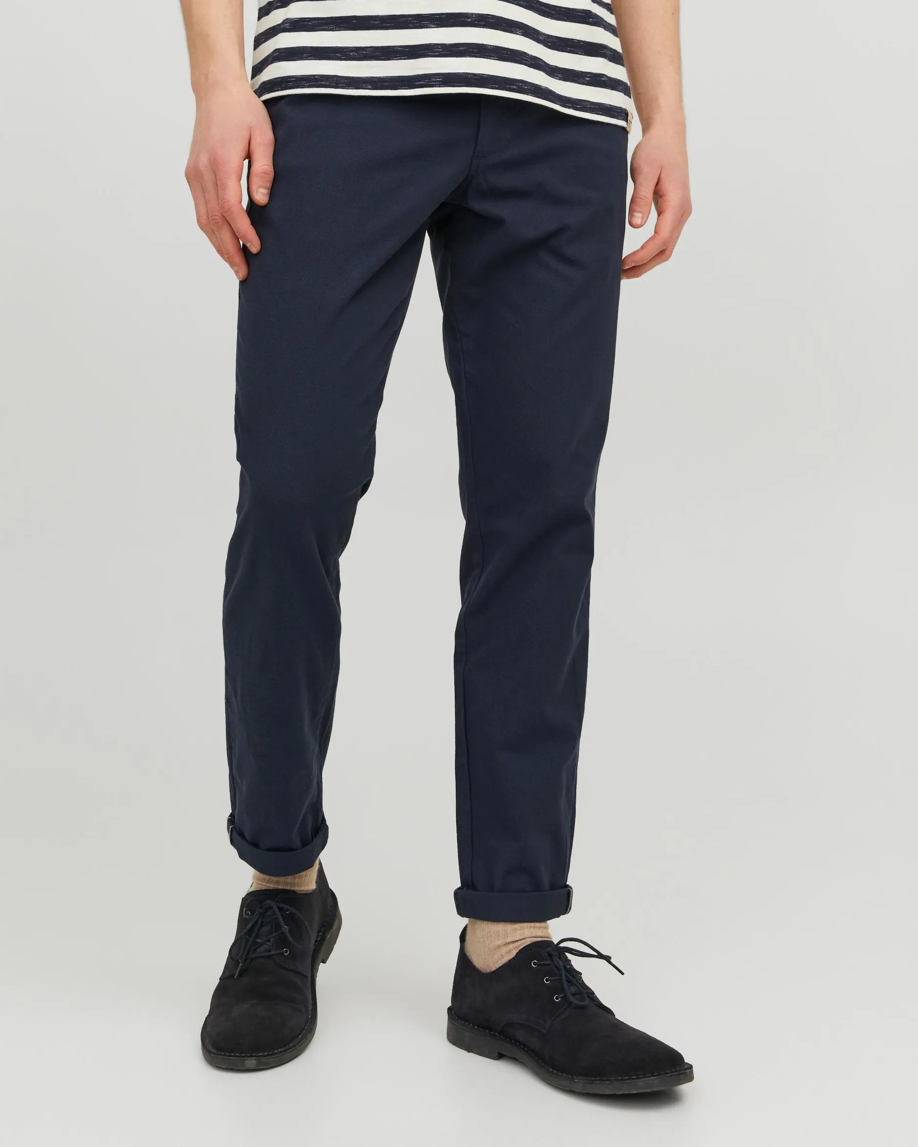 Pantalone chino blu slim fit in cotone stretch armaturato