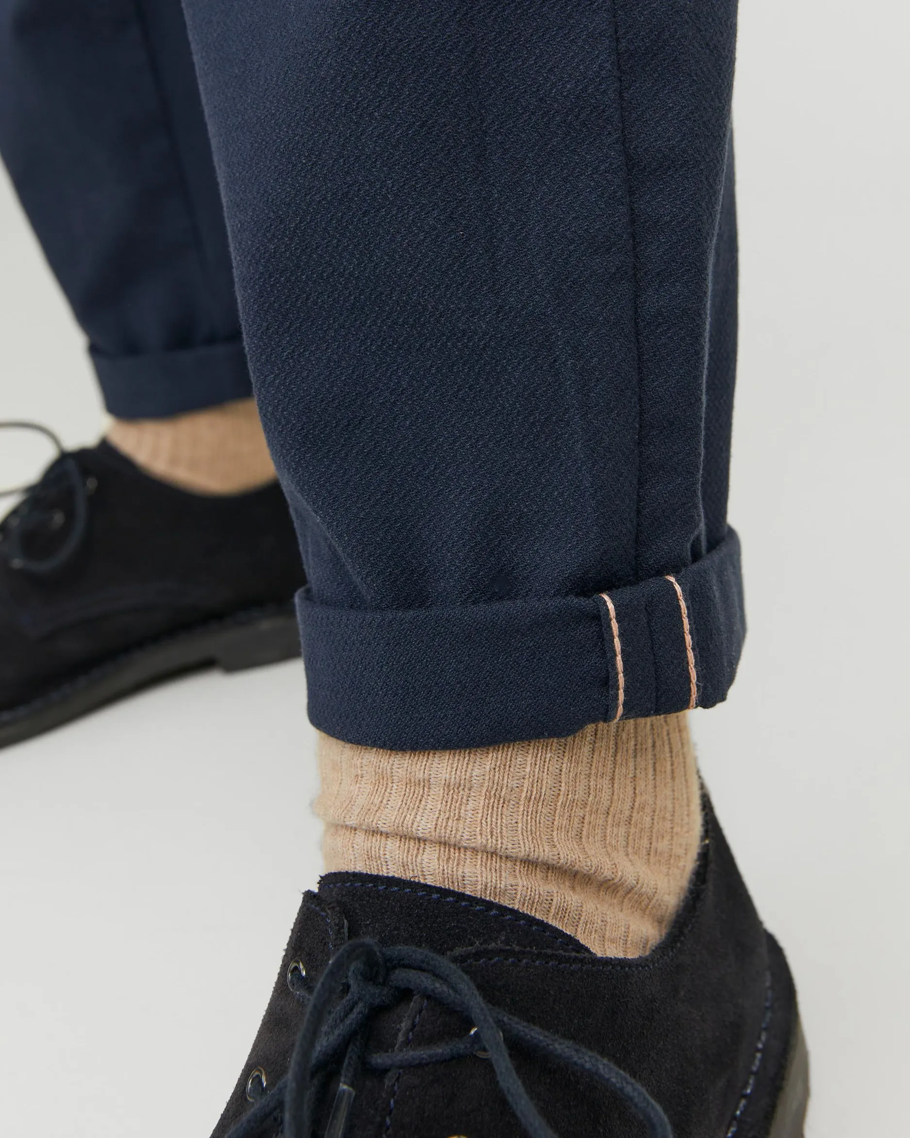 Pantalone chino blu slim fit in cotone stretch armaturato