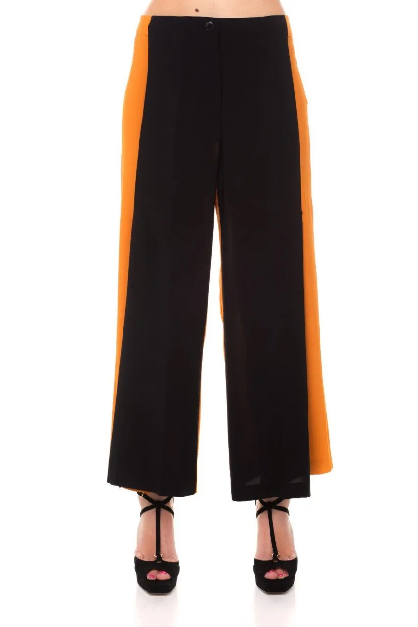 Pantalone palazzo bicolore Nero/Terra