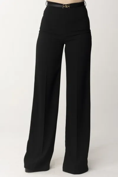 Pantalone palazzo con cintura Nero
