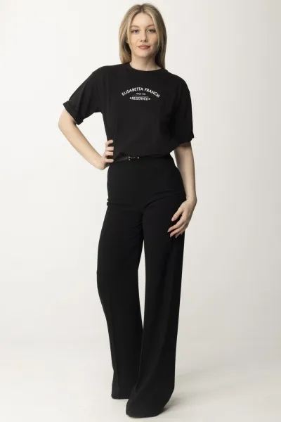Pantalone palazzo con cintura Nero