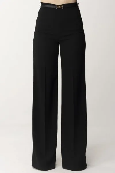 Pantalone palazzo con cintura Nero