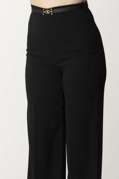 Pantalone palazzo con cintura Nero