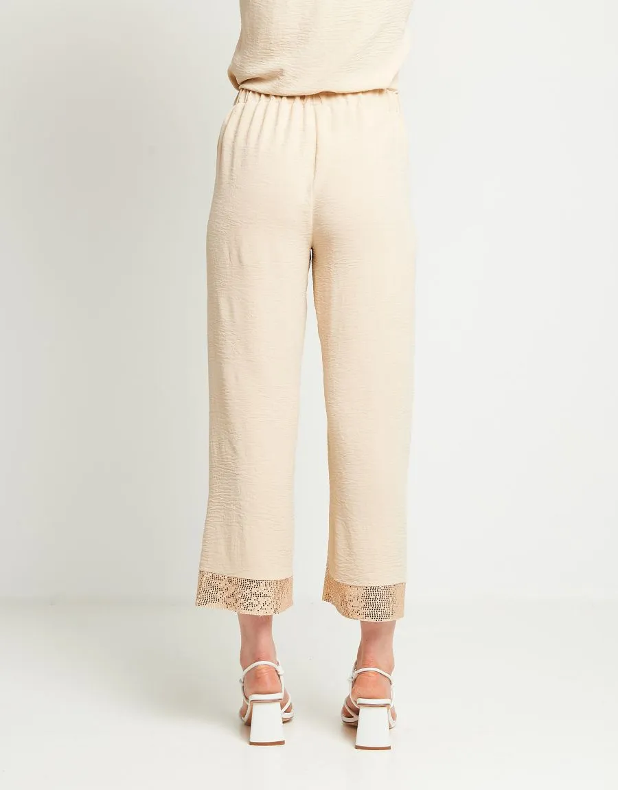 Pantalone palazzo con elastico e bordo