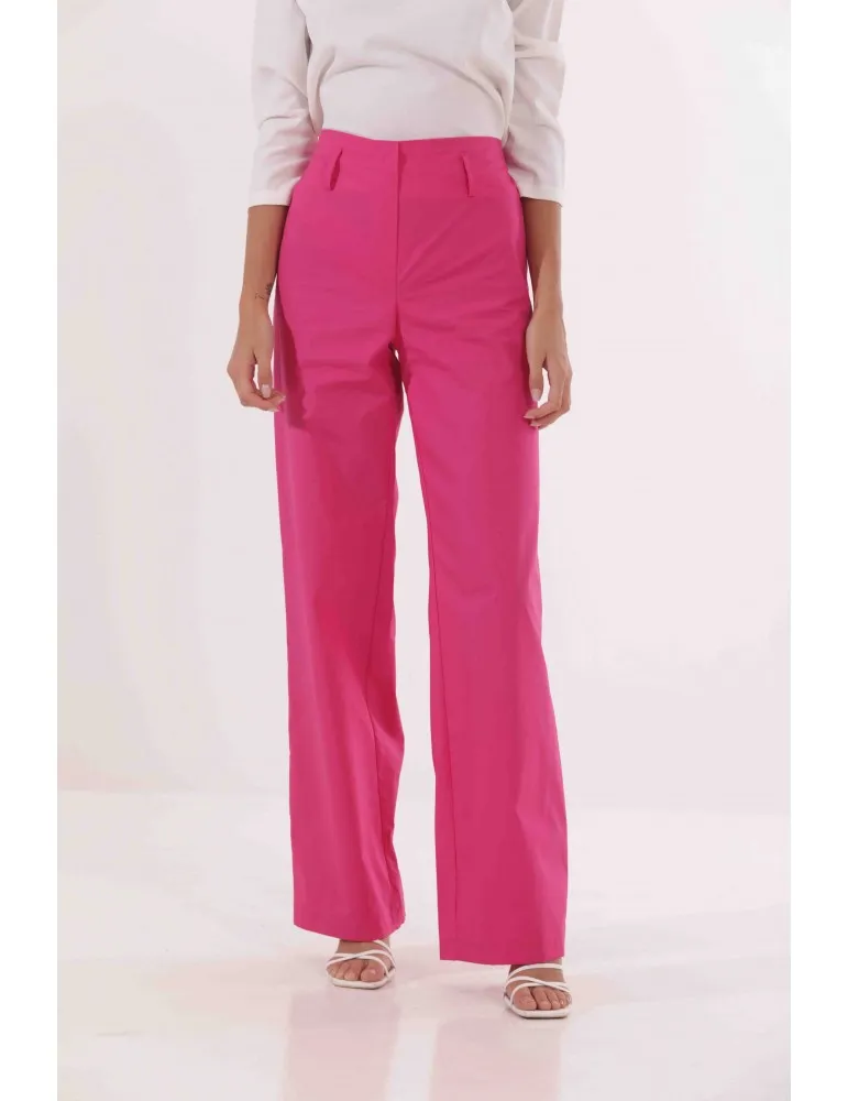 PANTALONE PALAZZO IN COTONE CON ELASTICO DIETRO