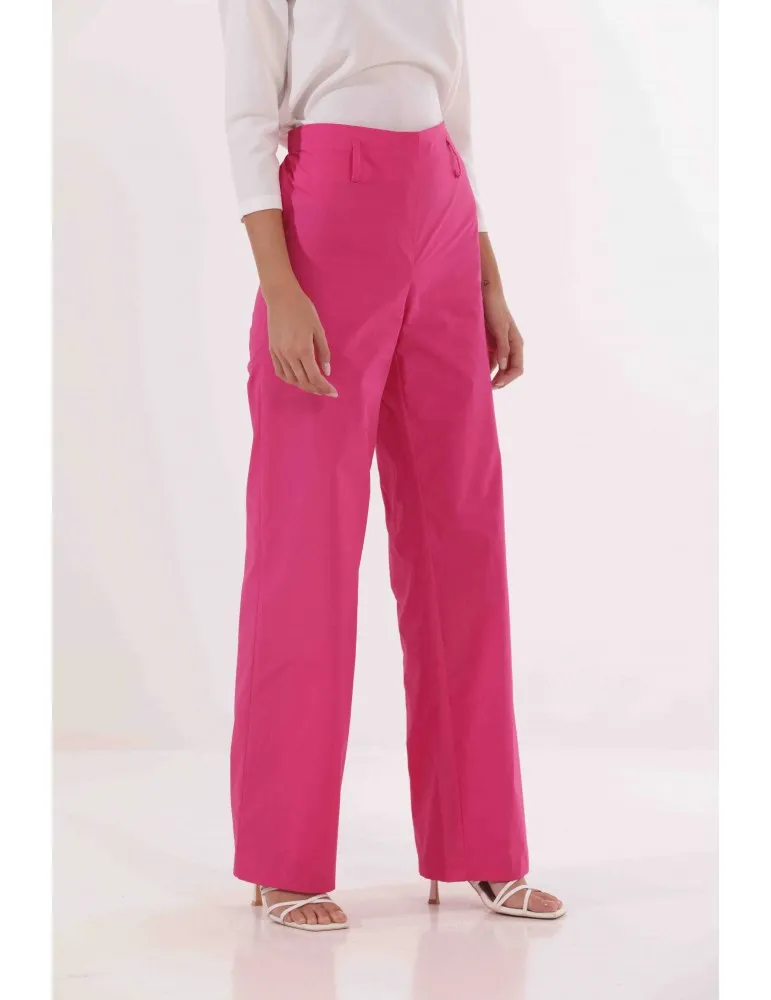 PANTALONE PALAZZO IN COTONE CON ELASTICO DIETRO