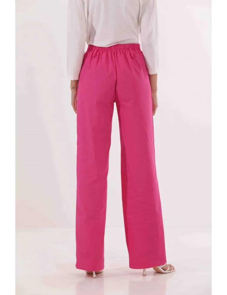 PANTALONE PALAZZO IN COTONE CON ELASTICO DIETRO