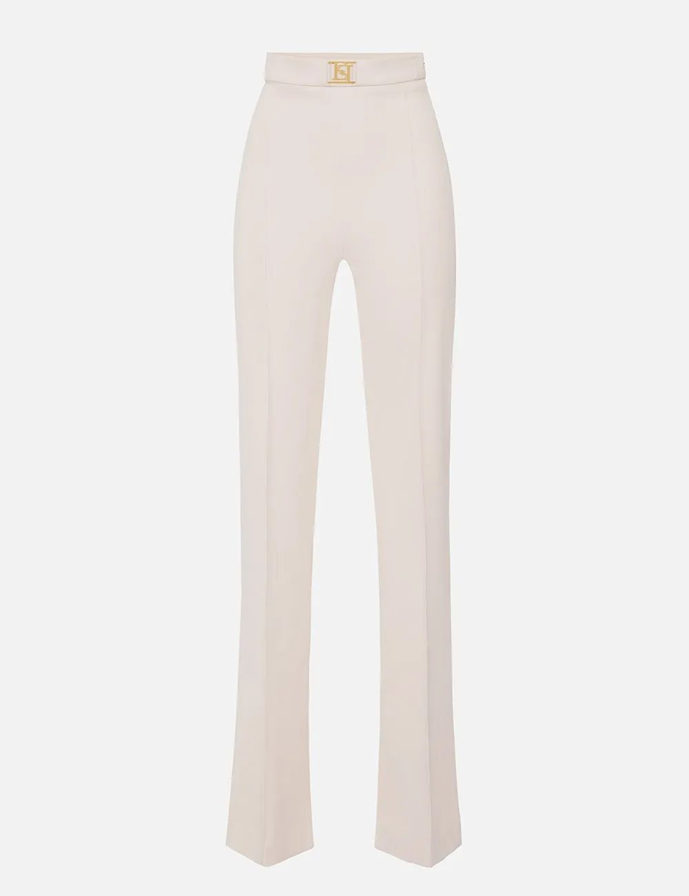 Pantalone palazzo in crêpe stretch burro