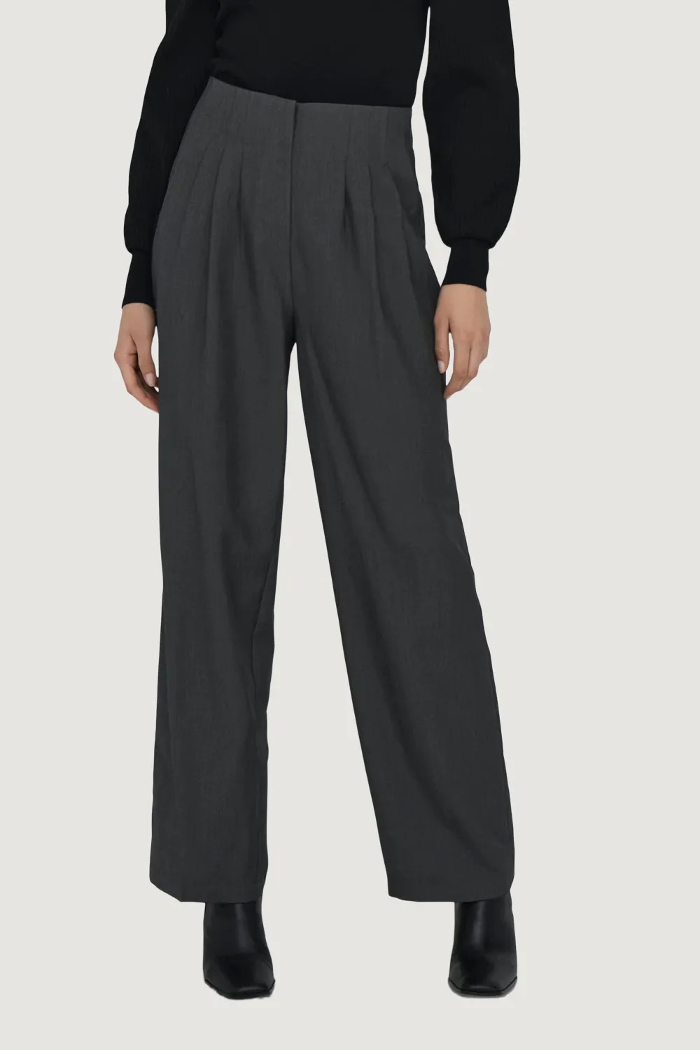 Pantaloni a palazzo Jacqueline de Yong jdycherry hw wide pleat melange pant pnt Grigio Scuro