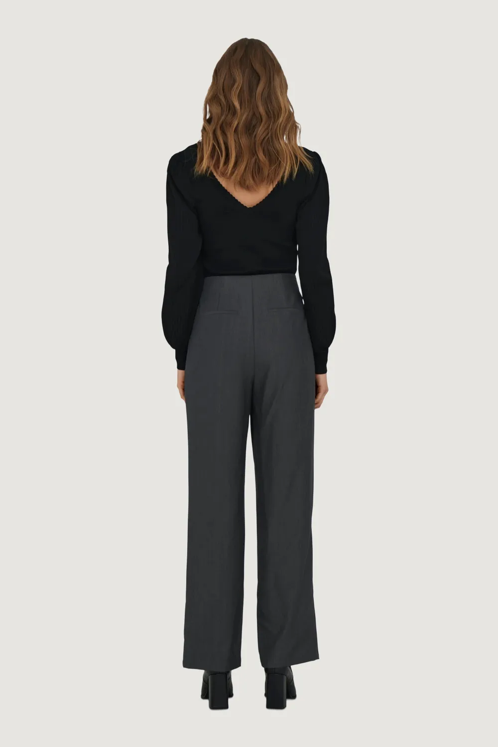 Pantaloni a palazzo Jacqueline de Yong jdycherry hw wide pleat melange pant pnt Grigio Scuro