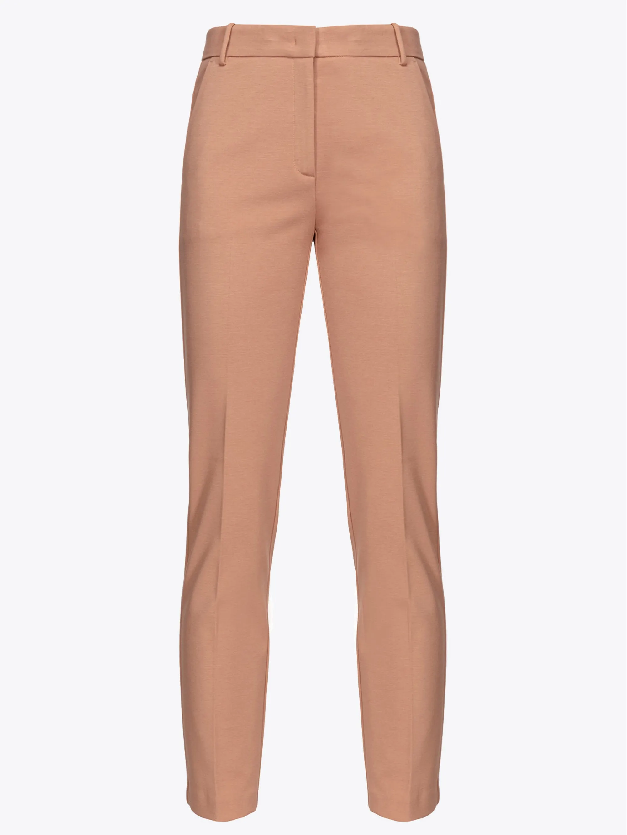 Pantaloni a Sigaretta in Punto Stoffa Marrone