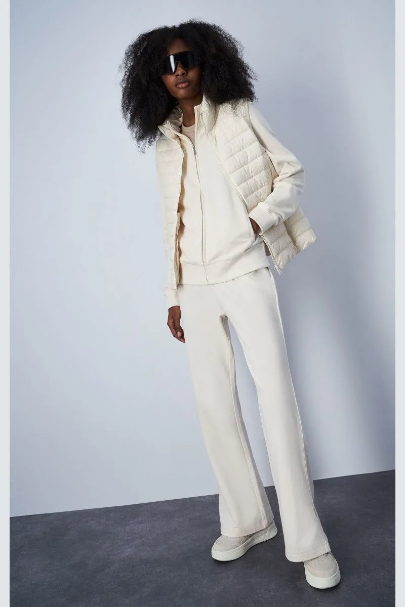 Pantaloni ampi con logo donna Beige