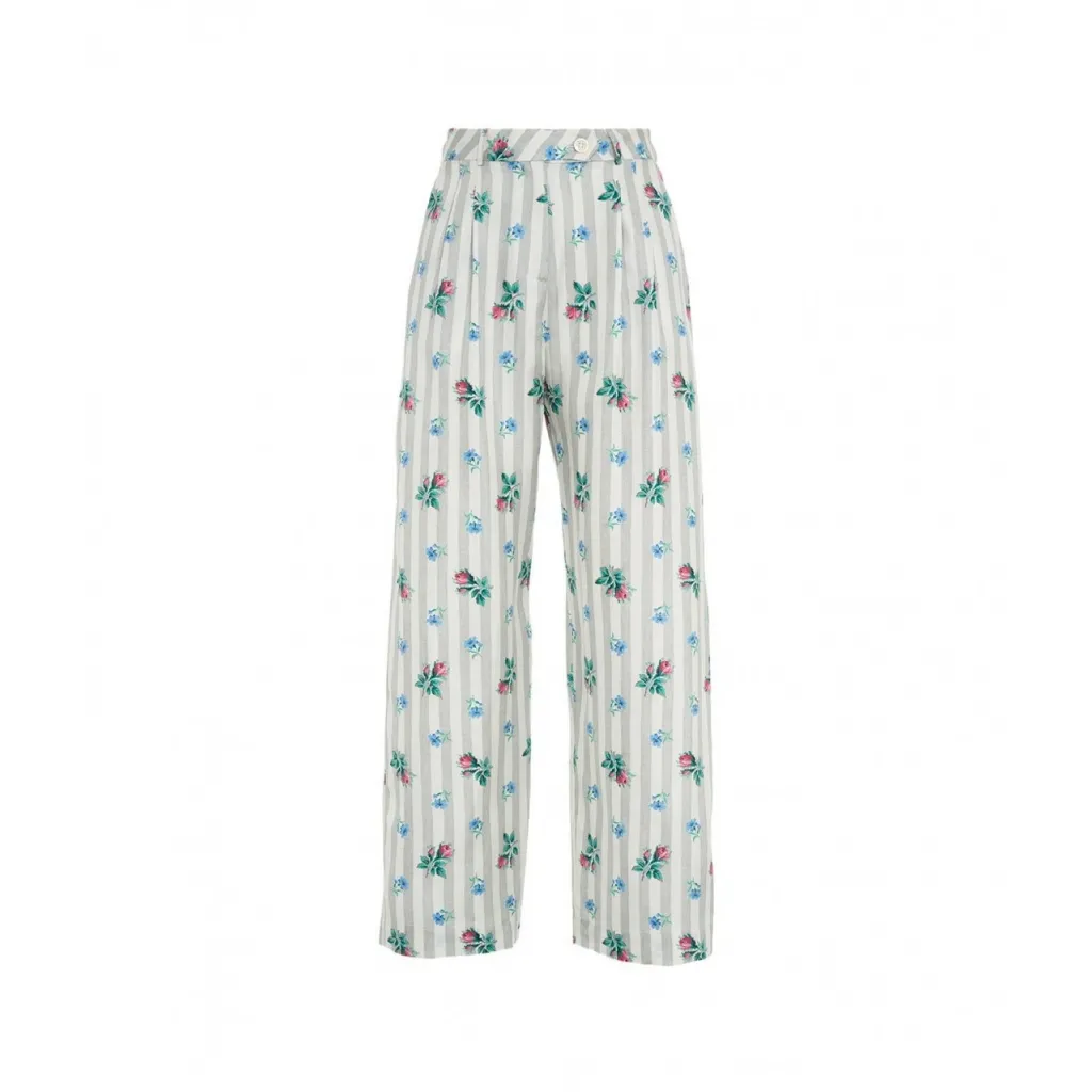 Pantaloni con stampa floreale grigio