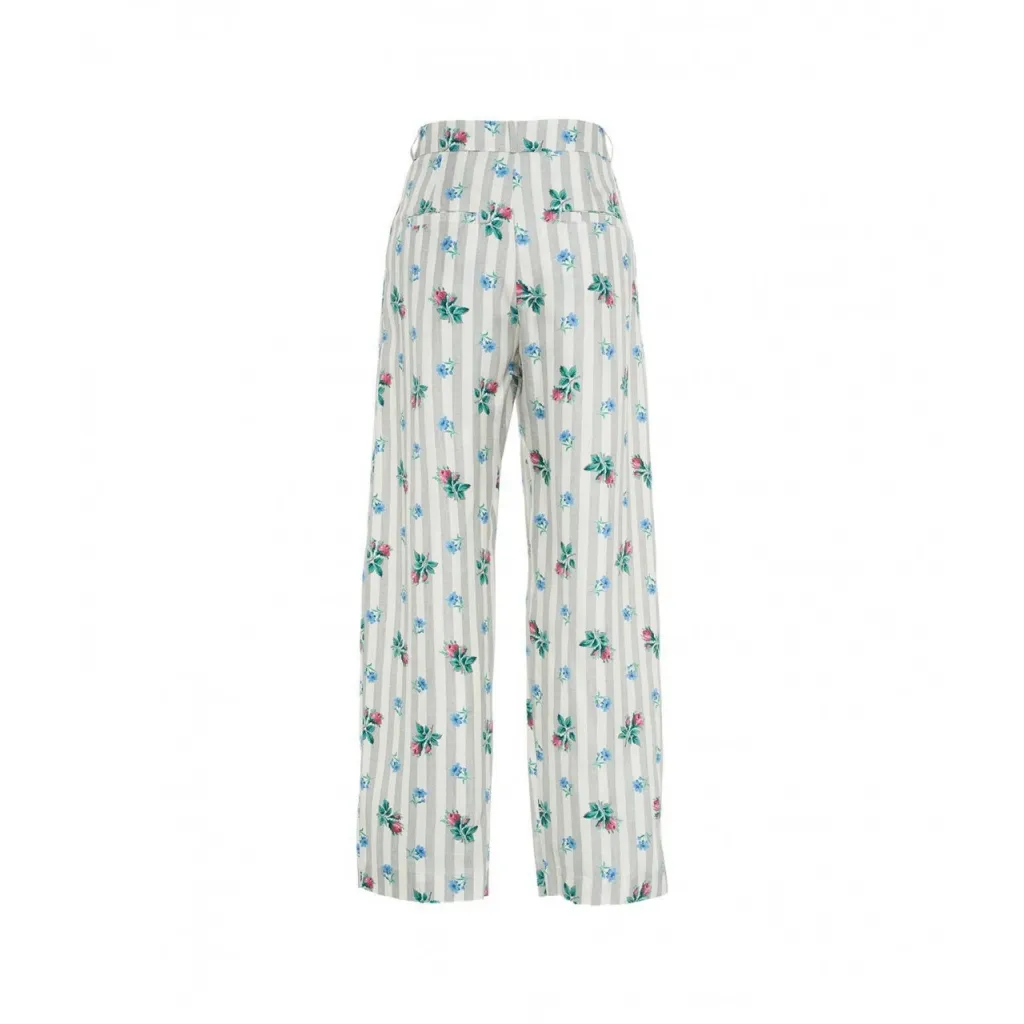 Pantaloni con stampa floreale grigio