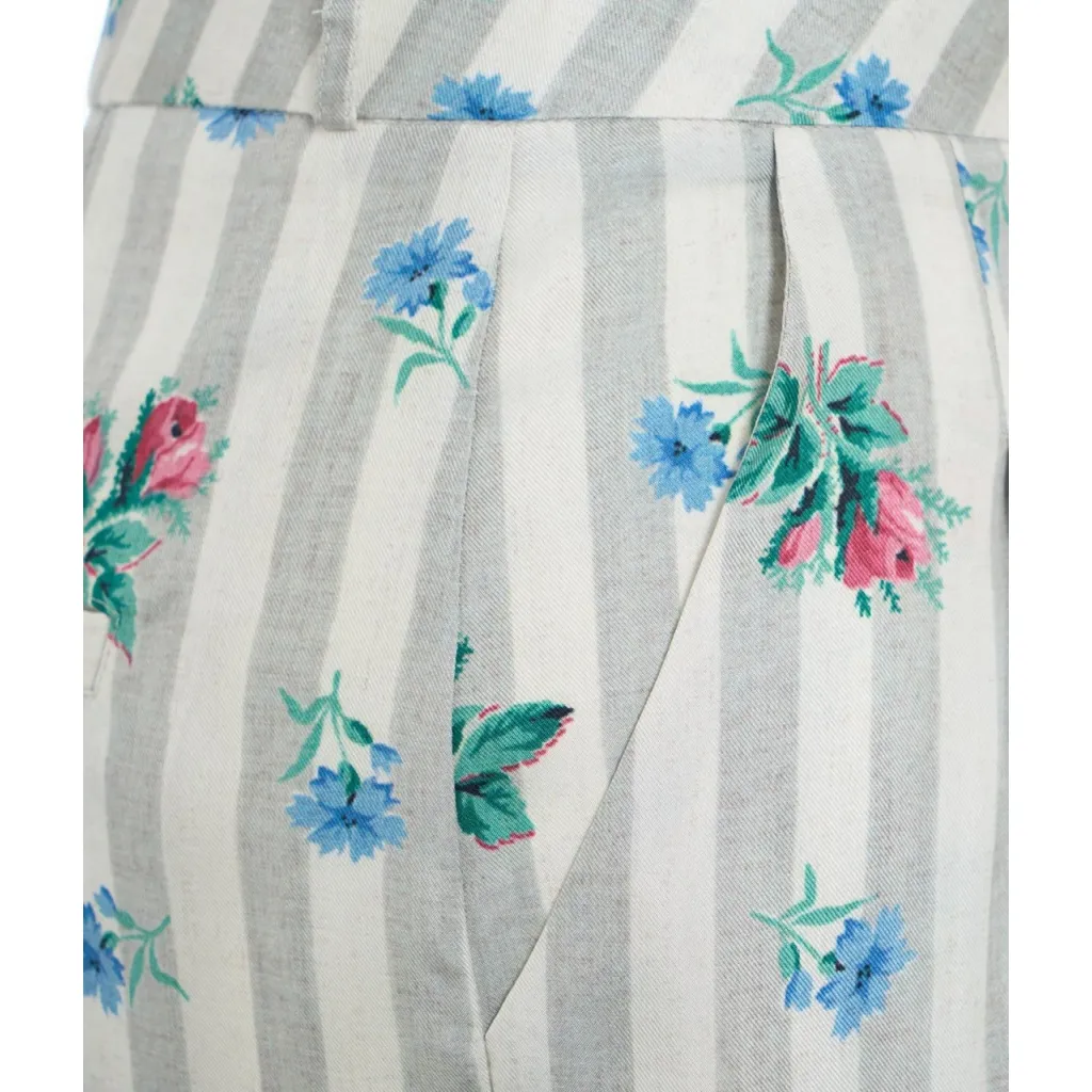 Pantaloni con stampa floreale grigio